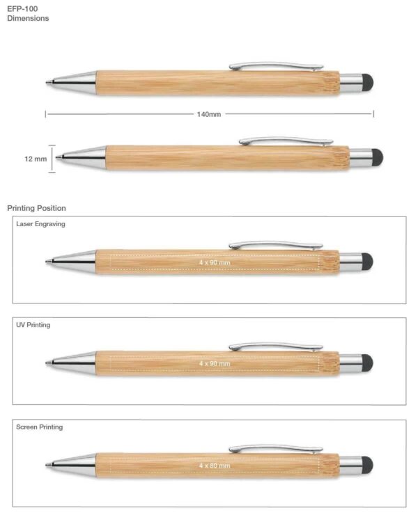 Bamboo Pens with Stylus & Blue Color Ink - Image 3