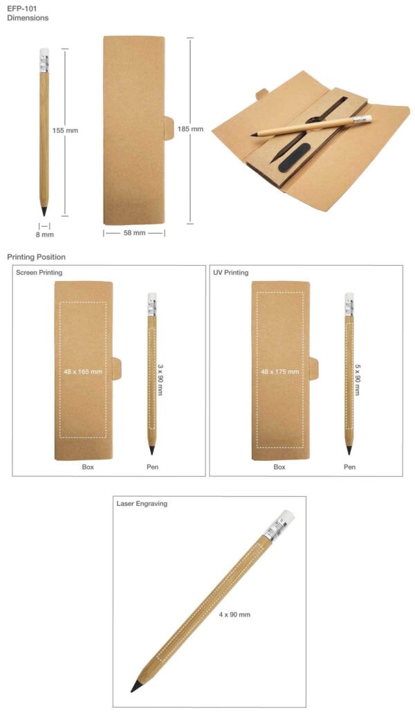 Bamboo Inkless Pens with Eraser, Writing in Black - Image 3
