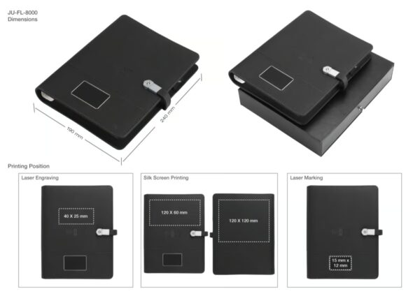 Wireless Powerbank Portfolio with USB & Light up Logo - Image 3