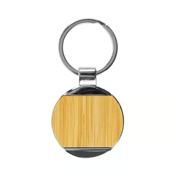 Round Bamboo and Metal Keychains 32mm - Image 4