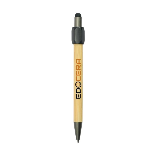 Bamboo and Metal Stylus Pens with Top Spinner (Blue Ink) - Image 2