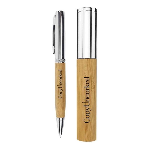 Metal and Bamboo Pens with Tube Box - Image 2