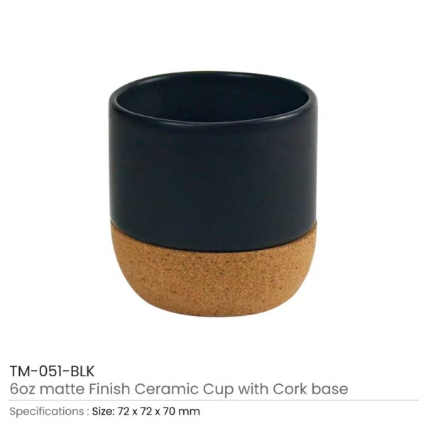 Ceramic Cup with Cork Base 6 oz Matte Finish - Image 5