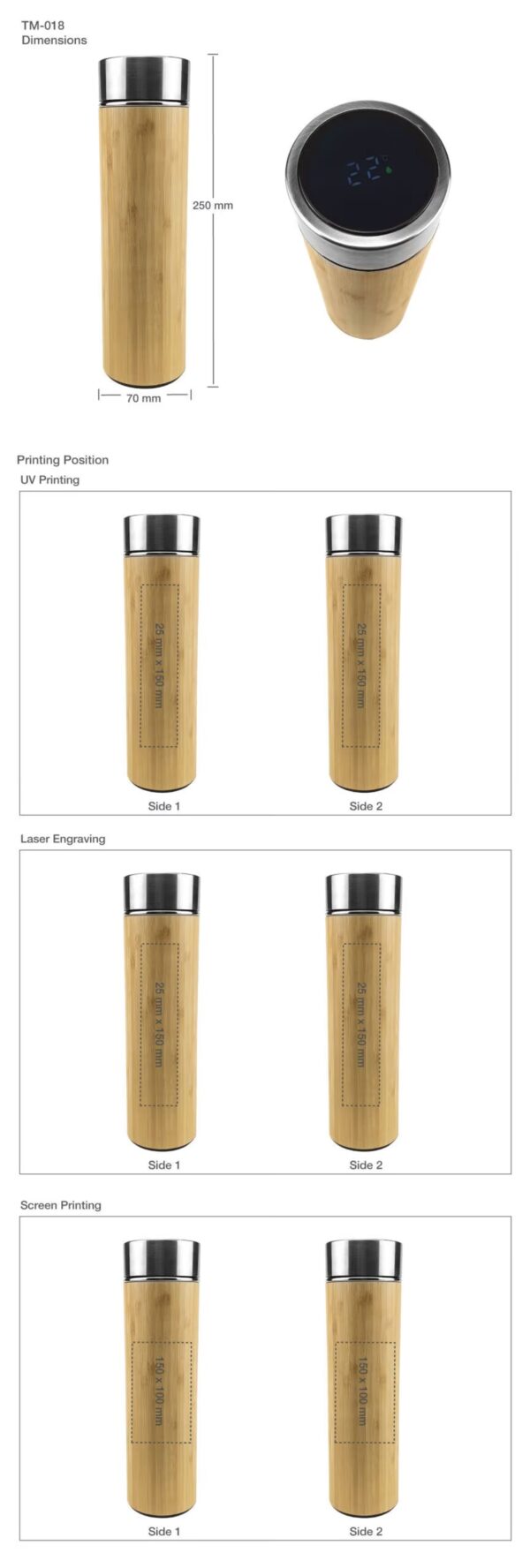 Bamboo Flask with Temperature Display - Image 4