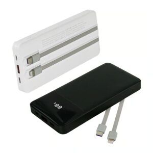 Powerbank with LED Screen 10,000 mAh and Built-in Cables