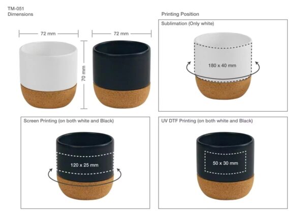 Ceramic Cup with Cork Base 6 oz Matte Finish - Image 3