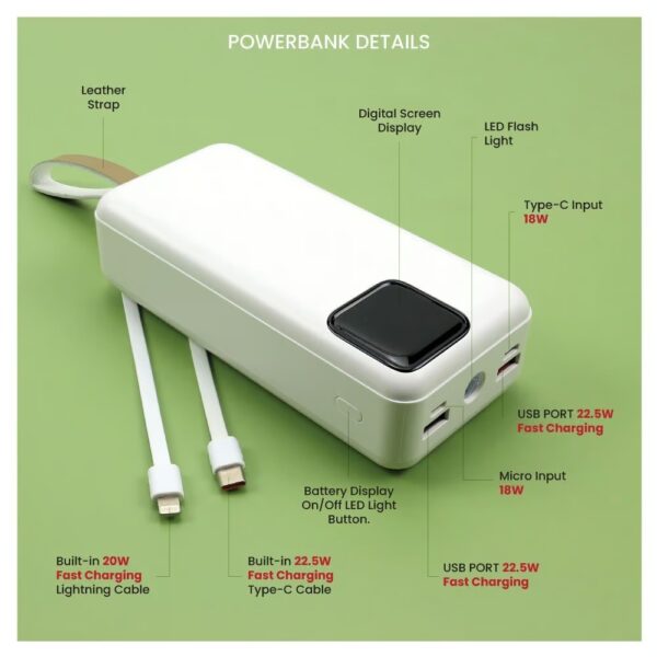 Fast Charging Powerbank 30,000 mAh with Flashlight - Image 4